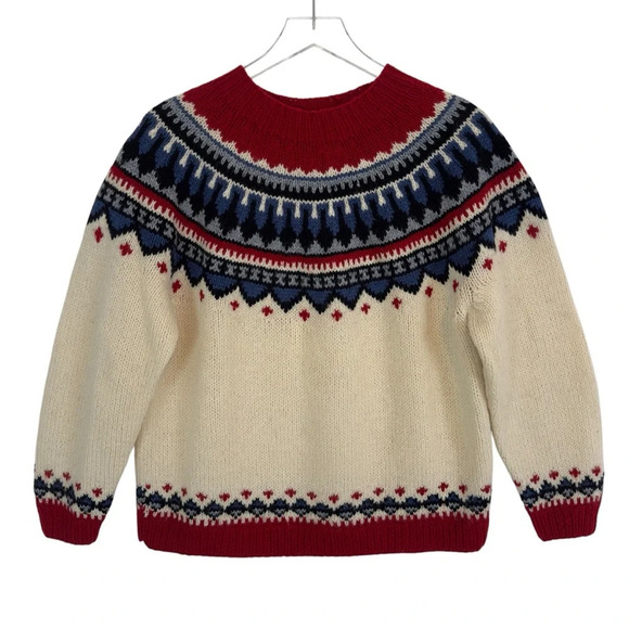 EDDIE BAUER Vintage Legend Nordic Fair Isle‎ Wool Sweater Size Medium - Picture 1 of 9